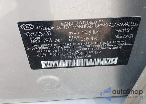 2021 Hyundai Sonata Se из США, поврежденный, VIN 5NPEG4JA2MH079034